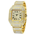 Rhinestone ice out silver watch