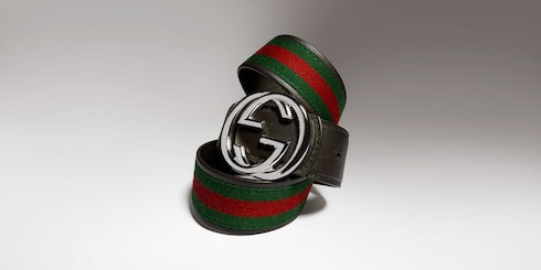 Gucci Interlocking G Buckle Belt with Green and Red Web Str