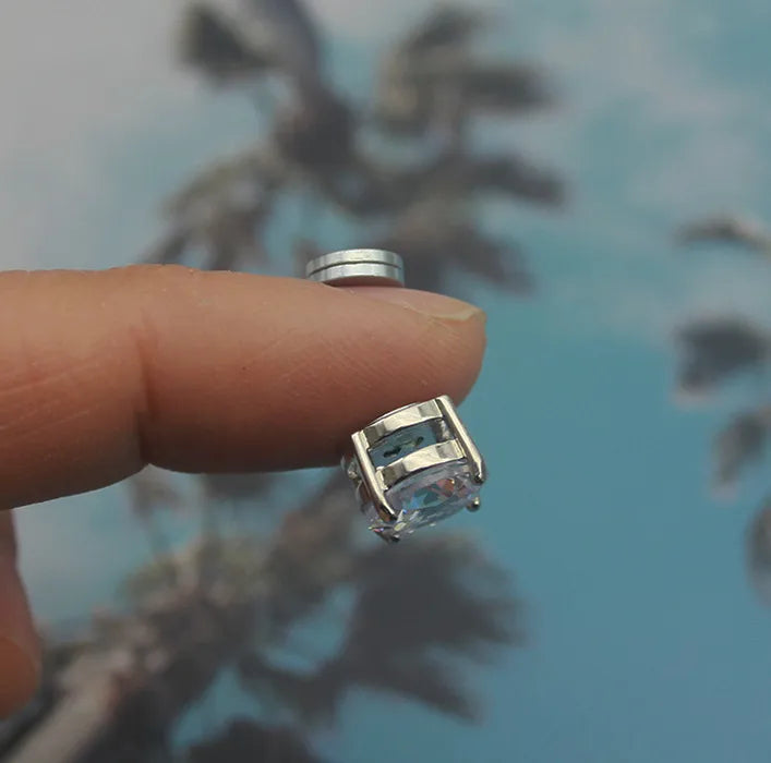 Magnetic Cubic Zirconia Stud Earrings