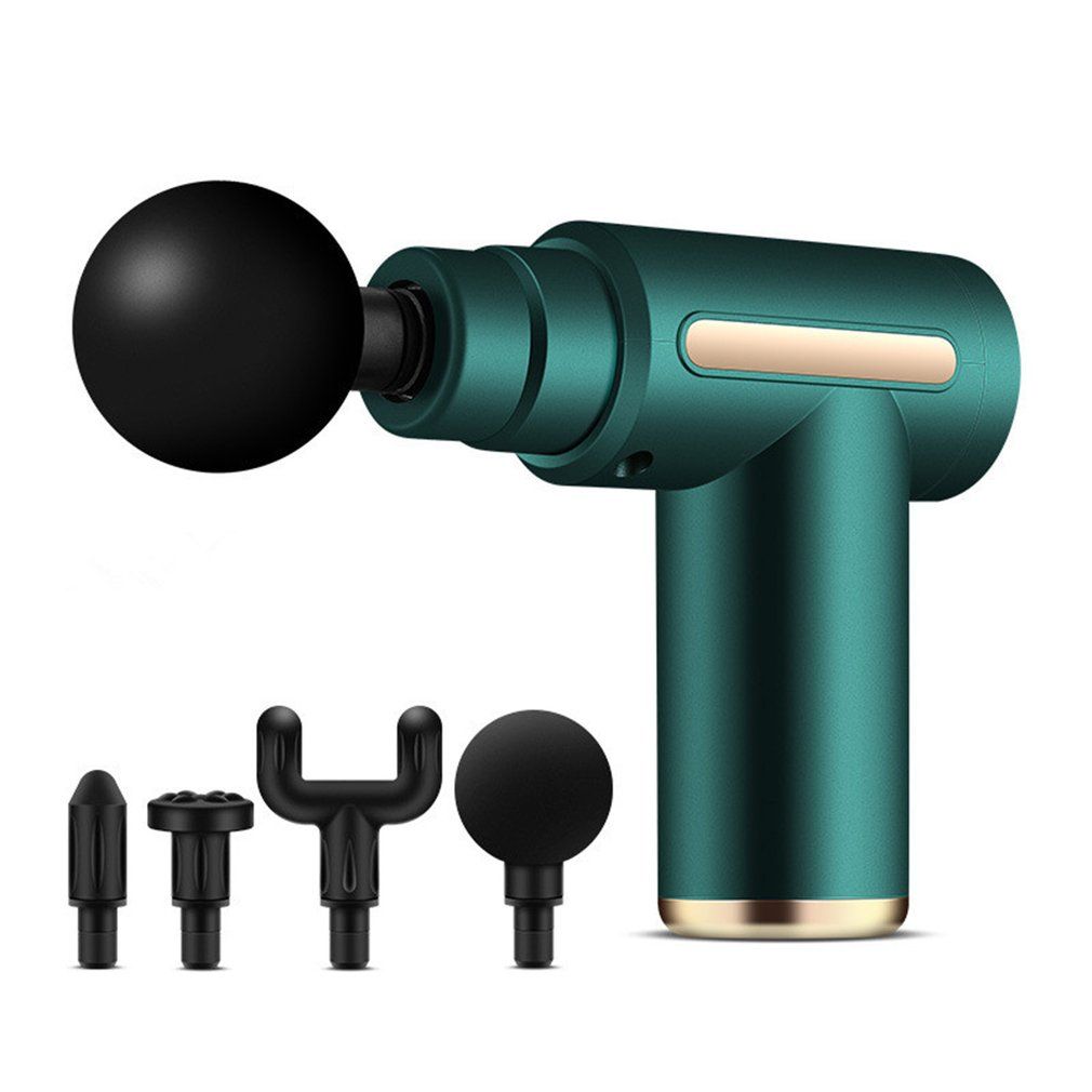 Portable Handheld Mini Massage Gun – Deep Tissue Percussion Muscle Massager with 4 Interchangeable Heads