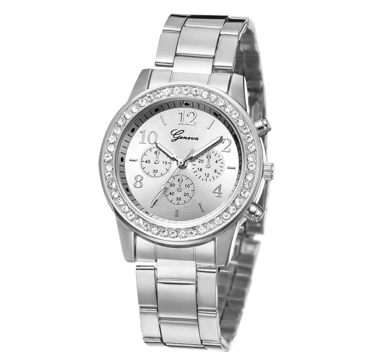 Geneva quartz silver wristwatch