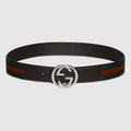 Gucci Interlocking G Buckle Belt with Green and Red Web Str