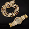 Iced Out Watch + Cuban Chain