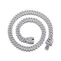 Mens Stunning Iced Out Silver Monaco Diamond Linked Bling Neck Chain